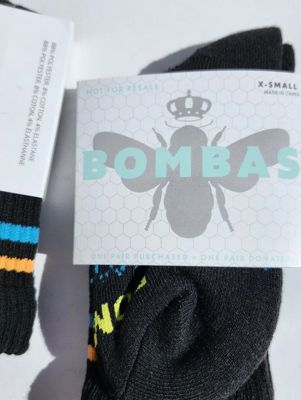 Bombas Kids Socks with Blue and Orange Accents Xs
